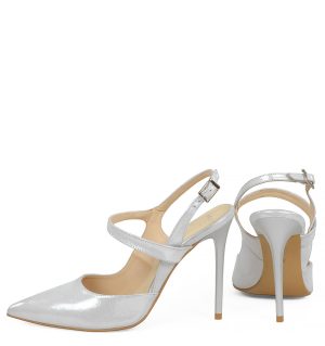 GASSU SARA - Srebrne szpilki bez pięty - z tyłu