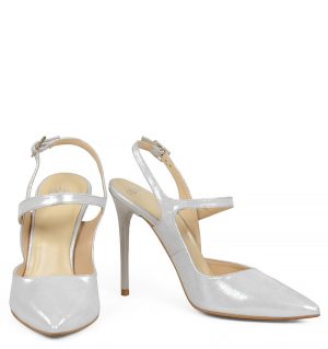 GASSU SARA - Srebrne szpilki bez pięty - z przodu