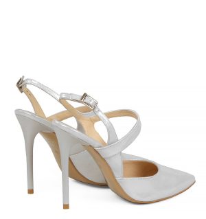 GASSU SARA - Srebrne szpilki bez pięty - po skosie