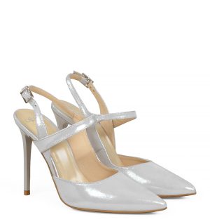 GASSU SARA - Srebrne szpilki bez pięty - po skosie