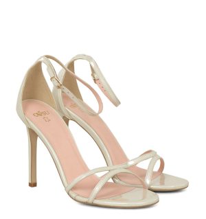 GASSU SOPHIA Sandały ecru szpilki - po skosie