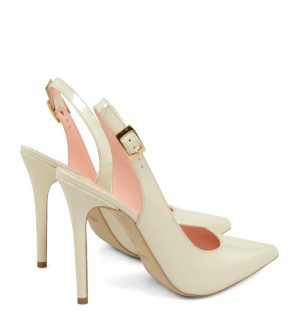 LARISSA - Szpilki ecru z odkrytą piętą - po skosie