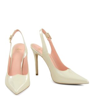 LARISSA - Szpilki ecru z odkrytą piętą - z przodu