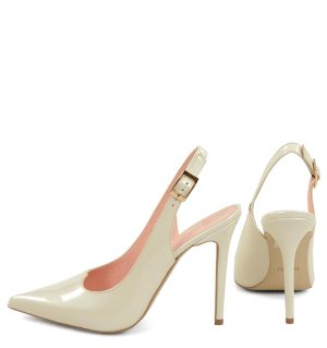LARISSA - Szpilki ecru z odkrytą piętą - z tyłu