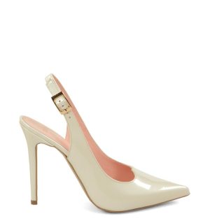 LARISSA - Szpilki ecru z odkrytą piętą - bokiem