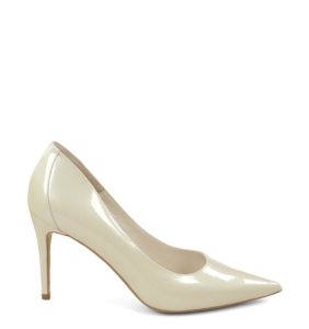 LILY- Ecru perła szpiki z ozdobną piętą - bokiem