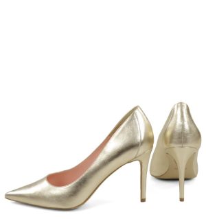 LILY- Złote licowe szpiki z ozdobną piętą - z tyłu