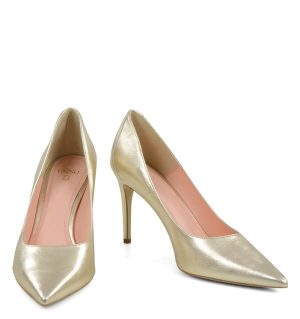 LILY- Złote licowe szpiki z ozdobną piętą - z przodu