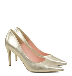 LILY- Złote licowe szpiki z ozdobną piętą - po skosie