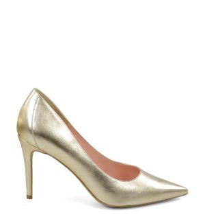 LILY- Złote licowe szpiki z ozdobną piętą - bokiem