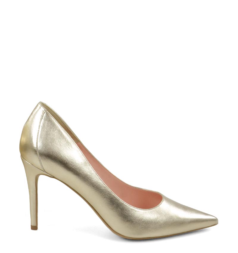 LILY- Złote licowe szpiki z ozdobną piętą - bokiem