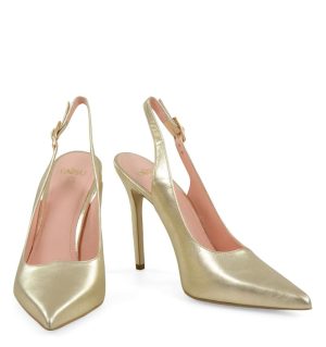 LARISSA - Szpilki złote z odkrytą piętą - z przodu