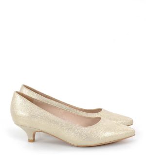 JESSICA - Jasno złote szpilki niskie - bokiem