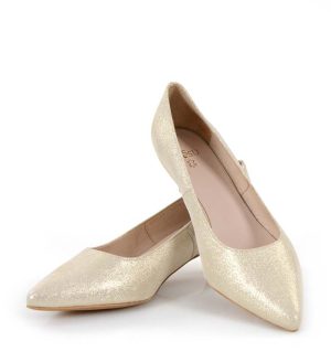 JESSICA - Jasno złote szpilki niskie - z przodu