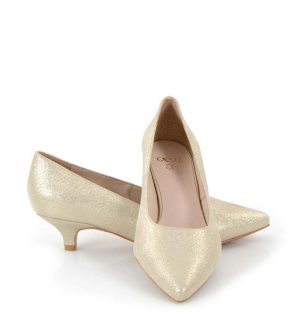 JESSICA - Jasno złote szpilki niskie - z przodu