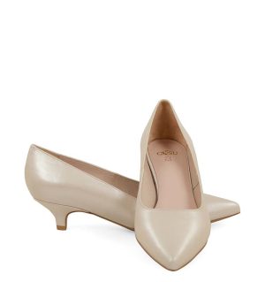 JESSICA - Szpilki beżowe perłowe niski obcas - z przodu