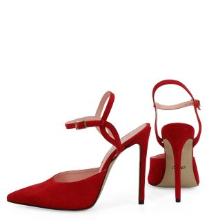 JOY - Eleganckie Szpilki złote z odkrytą piętą licowe - z tyłu