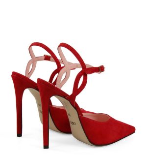 JOY - Eleganckie Szpilki złote z odkrytą piętą licowe - po skosie