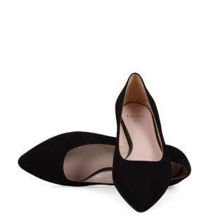 LAIA - Czarne baleriny zamszowe skóra nosek w szpic - z przodu