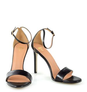 AVA - Sandały na szpilce czarne skóra naturalna - z przodu