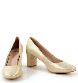 NORMA- Złote czółenka na słupku - z przodu