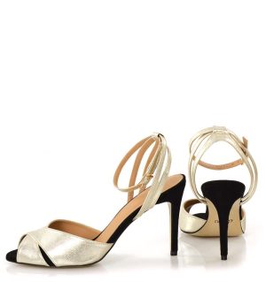 CAROLYN - Złote sandały na szpilce - z tyłu