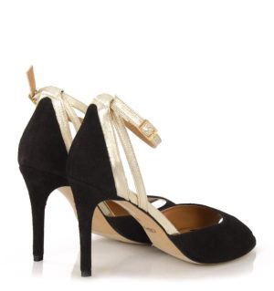 SORAYA - Czarno złote sandały na szpilce - po skosie