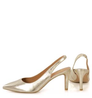 MAYA - złote szpilki na niskim obcasie - z tyłu