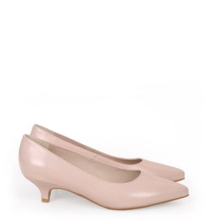 JESSICA - pudrowy róż szpilki niski obcas - bokiem