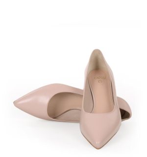 JESSICA - pudrowy róż szpilki niski obcas - z przodu