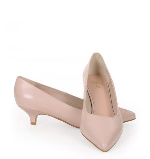 JESSICA - pudrowy róż szpilki niski obcas - z przodu
