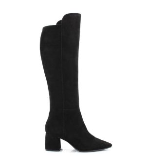 BARB - czarne kozaki za kolano na słupku - bokiem