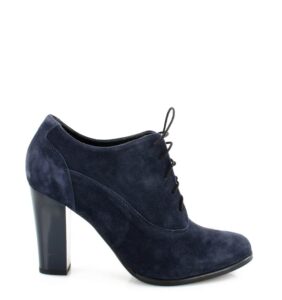 LIZZY - Granatowe botki do kostki na słupku - bokiem