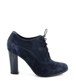 LIZZY - Granatowe botki do kostki na słupku - bokiem