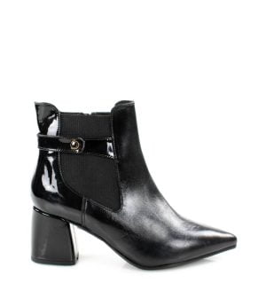 MARTHA - Czarne botki za kostkę na słupku - bokiem