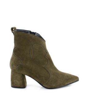 PEGGY kowbojki zielone botki na słupku - bokiem