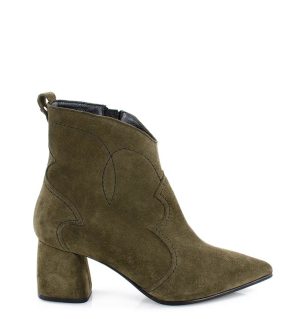 PEGGY kowbojki zielone botki na słupku - bokiem