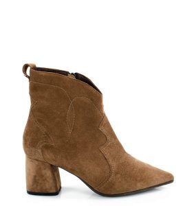 PEGGY- brązowe botki na słupku - bokiem