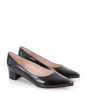 WERONICA - czarne czółenka na niskim obcasie - po skosie