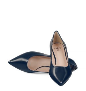 JESSICA - Granatowe szpilka na niskim obcasie - z przodu