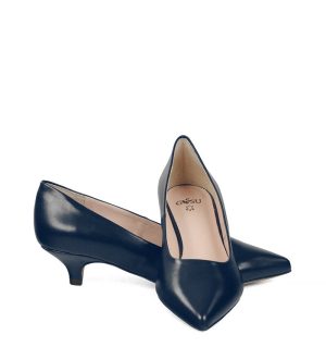 JESSICA - Granatowe szpilka na niskim obcasie - z przodu