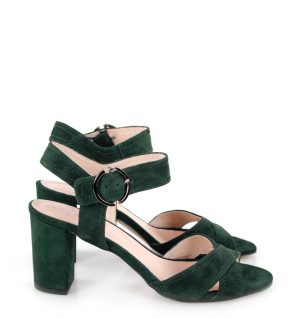 Gassu VIVIAN butelkowa zieleń sandałki na słupku - bokiem