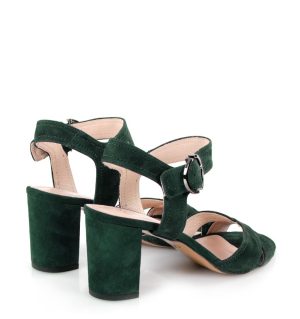 Gassu VIVIAN butelkowa zieleń sandałki na słupku - po skosie
