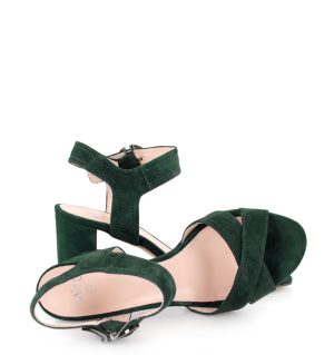 Gassu VIVIAN butelkowa zieleń sandałki na słupku - z przodu