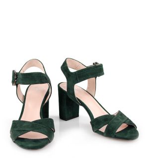 Gassu VIVIAN butelkowa zieleń sandałki na słupku - z przodu