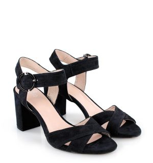 Gassu VIVIAN czarne sandałki na słupku - po skosie
