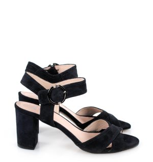 Gassu VIVIAN czarne sandałki na słupku - bokiem