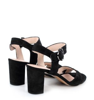 Gassu VIVIAN czarne sandałki na słupku - po skosie