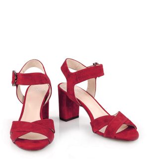 Gassu VIVIAN czerwone sandałki na słupku - z przodu