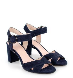 Gassu VIVIAN granatowe sandałki na słupku - po skosie